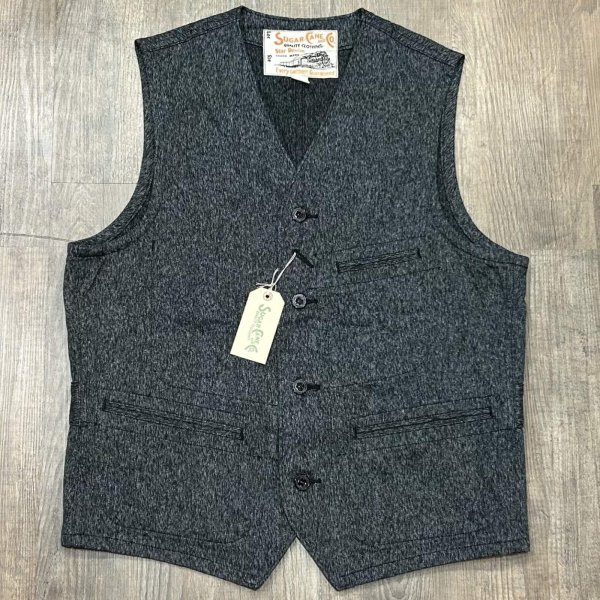 画像1: シュガーケーン 9oz.ブラックコバート ワークベスト SC12795 119)ブラック (1)