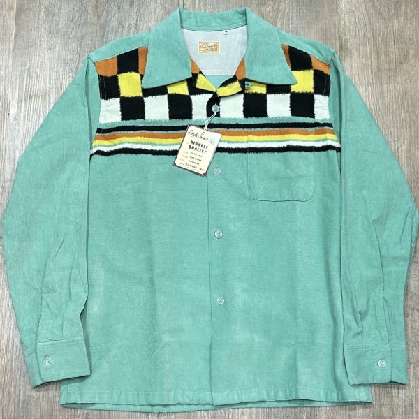 画像1: スタイルアイズ 1950s Style コーデュロイ スポーツシャツ “SQUARE & STRIPE” SE29382 141)ミントグリーン (1)