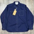 画像1: シュガーケーン フィクションロマンス 8.5oz. ウォバッシュストライプ ワークシャツ  SC25551A 421)ネイビー (1)