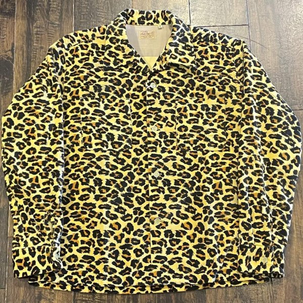 画像1: スタイルアイズ 1950s Style ベルベティーン スポーツシャツ “LEOPARD” SE28973 155)イエロー (1)