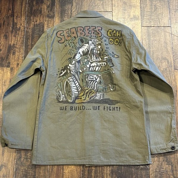 画像1: バズリクソンズ  N-3 ユーティリティージャケット ハンドペイント "SEABEES” BR15312 149)オリーブ (1)