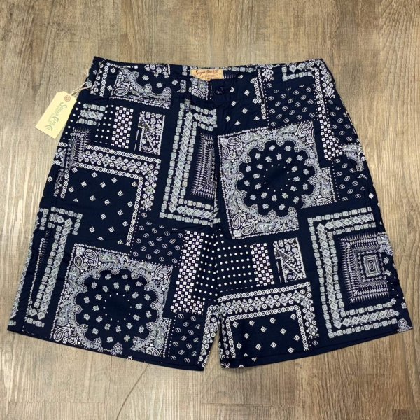 画像1: シュガーケーン ネイティブ アメリカン バンダナ柄 ショーツ アメカジ ハーフパンツ SC52537 128)ネイビー (1)