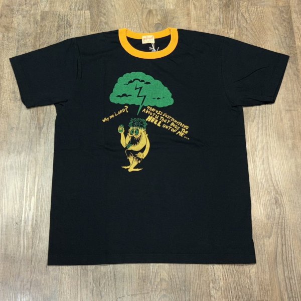 画像1: ホワイツビル Why Me Lord? モンスター 半袖 リンガー Tシャツ アメカジ WV79521 119)ブラック (1)